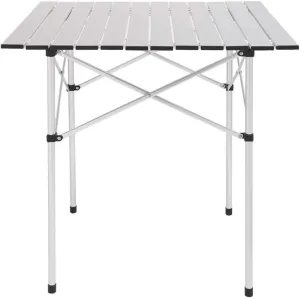 Small Folding Portable Aluminum Camping Table, Roll-Top Lightweight Craft Table with Carrying Bag,Easy Setup for Indoor, Outdoor, Picnic, Party Camping (27.56" x 27.56" x 27.56")