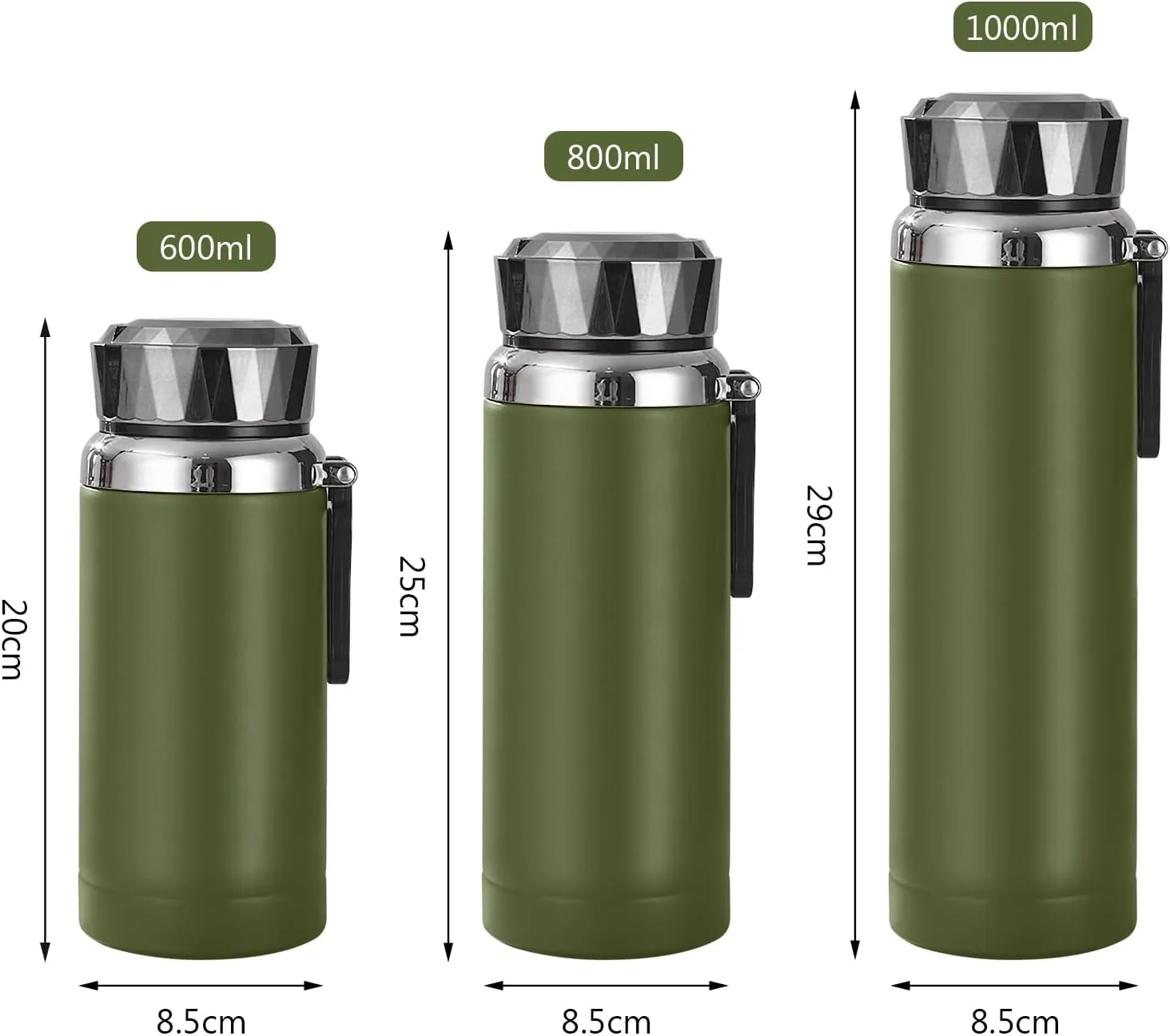Smart Water Bottle with Digital Temperature Display, Tea Infuser Double Walled Vacuum Insulated Stainless Steel Flask Thermal,Leak Proof Travel Tumblers Keep Hot (Green with Display, 600ML)