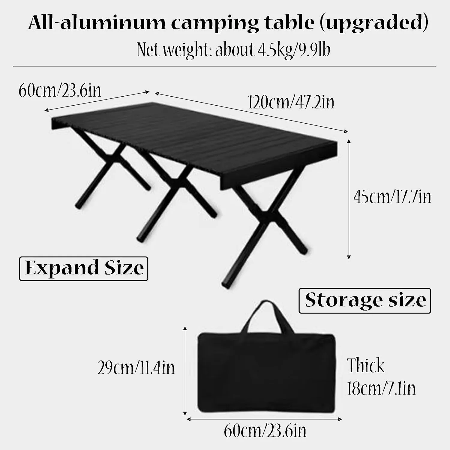 SOBOUR Camping Table Camping Folding Table Foldable Picnic Table Portable Roll Up Desktop Easy to Assembly for Indoor & Outdoor