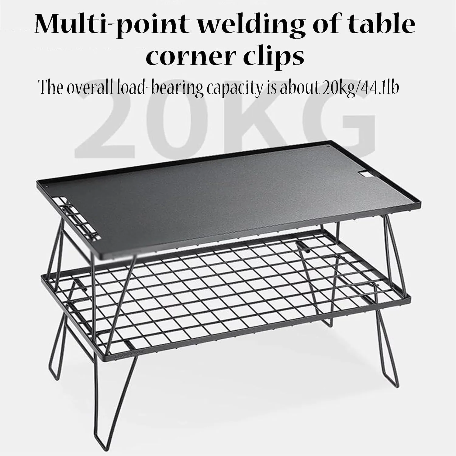 SOBOUR Double Layer Camping Table Aluminum Alloy Picnic Table Grid   Aluminum Plate Camping Table Outdoor Storage Rack for Camp