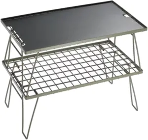 SOBOUR Double Layer Camping Table Aluminum Alloy Picnic Table Grid   Aluminum Plate Camping Table Outdoor Storage Rack for Camp