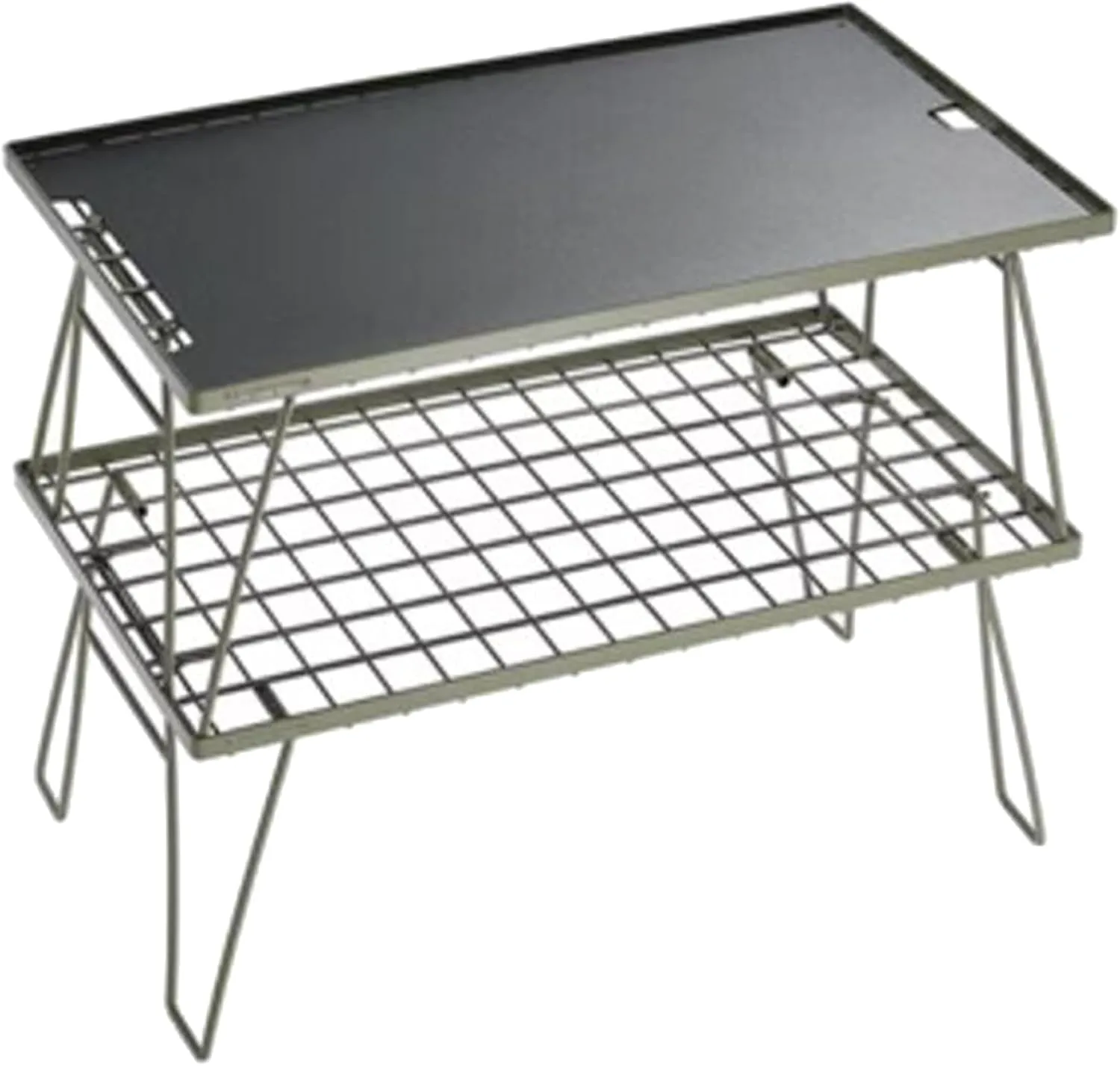 SOBOUR Double Layer Camping Table Aluminum Alloy Picnic Table Grid   Aluminum Plate Camping Table Outdoor Storage Rack for Camp