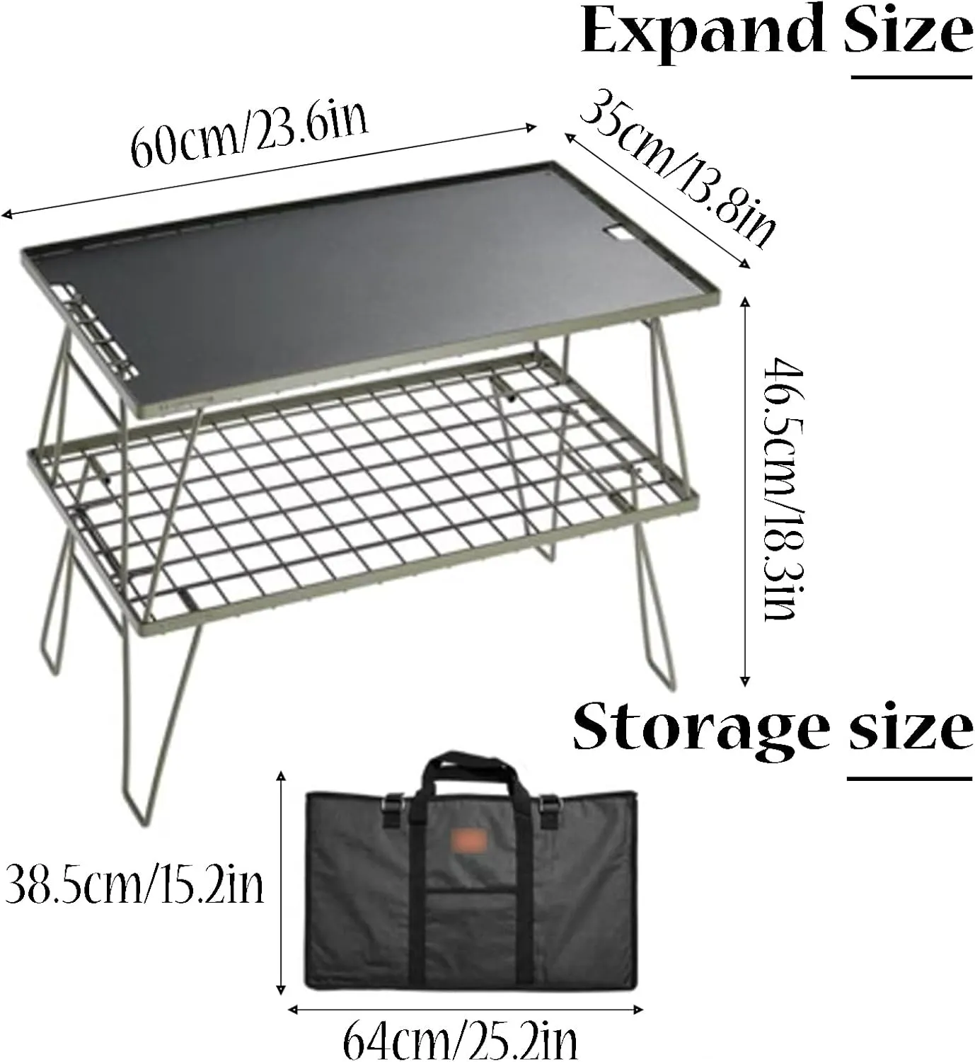 SOBOUR Double Layer Camping Table Aluminum Alloy Picnic Table Grid   Aluminum Plate Camping Table Outdoor Storage Rack for Camp