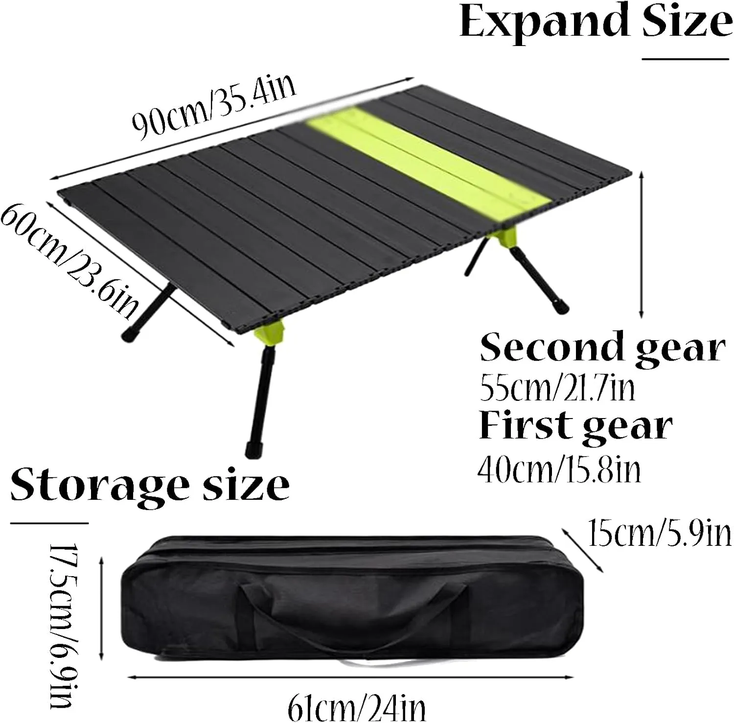 SOBOUR Lightweight Camping Table Adjustable Height Picnic Tables Roll Up Tables for Camping with Storage Bag for Camping Hiking, 1 Pack