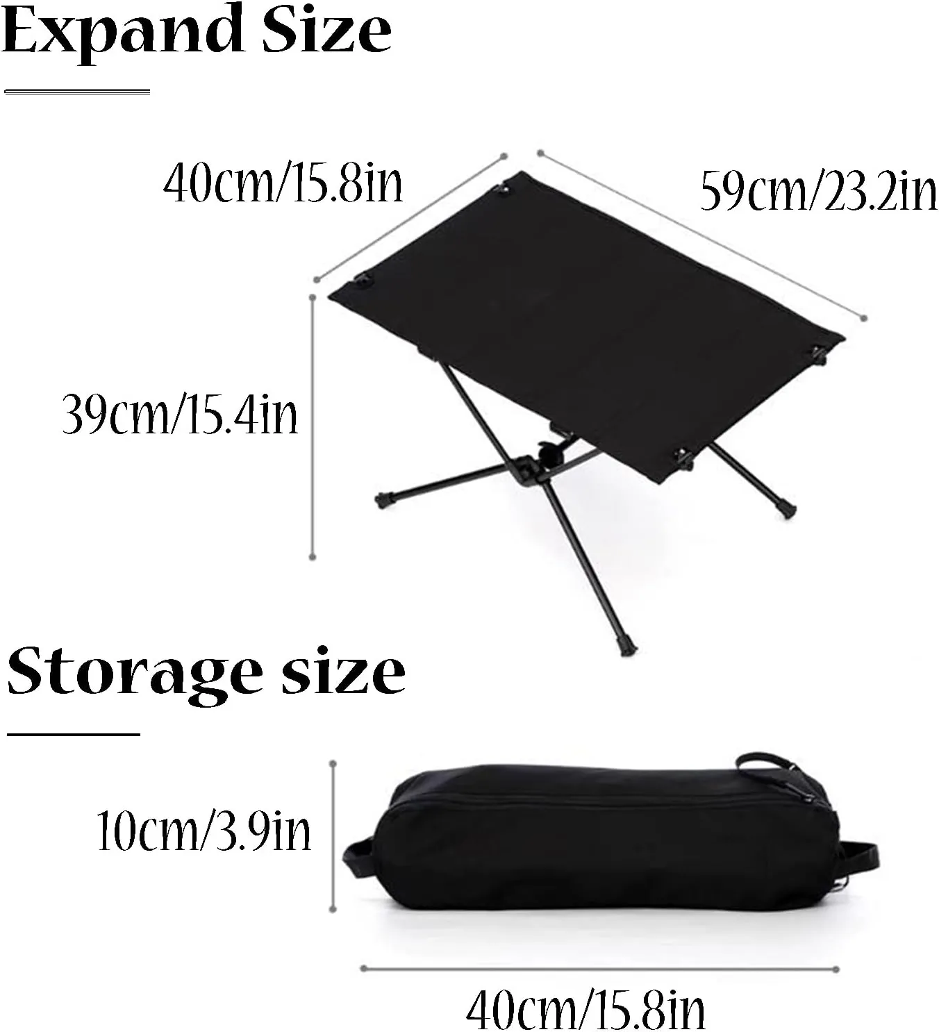 SOBOUR Lightweight Camping Table Cloth Roll-Up Picnic Tables Aluminum Frame Foldable Camping Table Easy to Assembly for Outdoor, Black-a