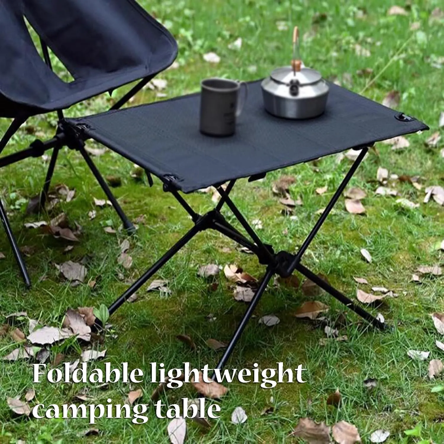 SOBOUR Lightweight Camping Table Cloth Roll-Up Picnic Tables Aluminum Frame Foldable Camping Table Easy to Assembly for Outdoor, Black-c