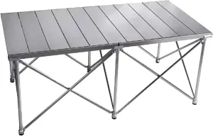 SOBOUR Lightweight Camping Table Portable Picnic Table Aluminum Folding Camping Table Roll Up Desktop for Outdoor Camping Hiking, Silver