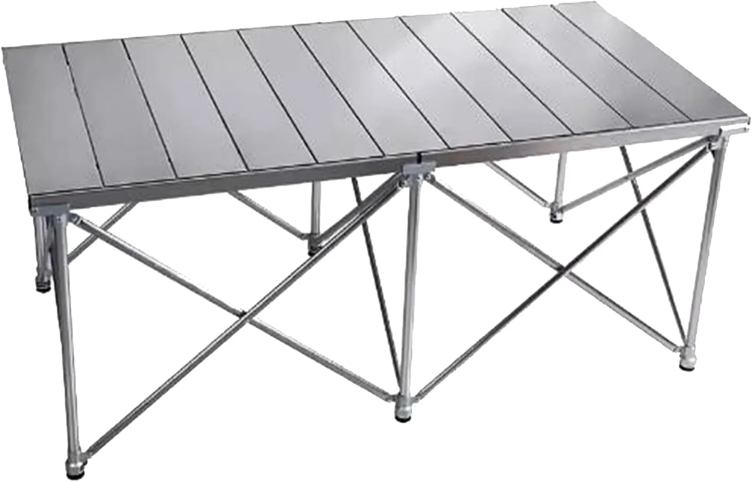 SOBOUR Lightweight Camping Table Portable Picnic Table Aluminum Folding Camping Table Roll Up Desktop for Outdoor Camping Hiking, Silver