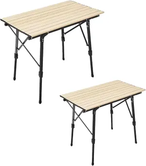 SOBOUR Outdoor Camping Table Picnic Folding Table Aluminum Alloy Camp Table Roll Up Table Top with Carry Bag for Camping Hiking