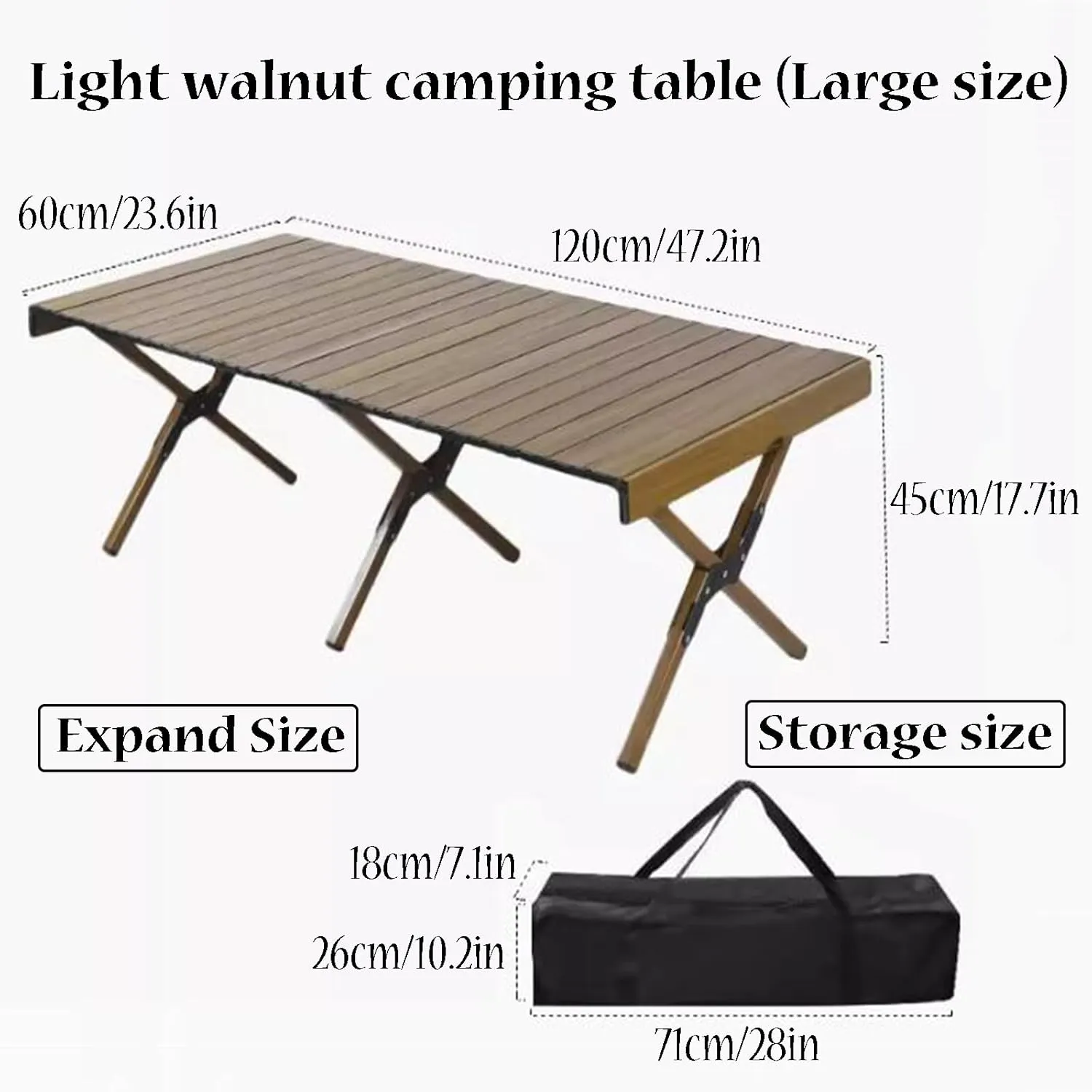 SOBOUR Small Camping Table Foldable Picnic Table Portable Roll Up Desktop Table Lightweight Rustless with Carry Bag for Outdoor