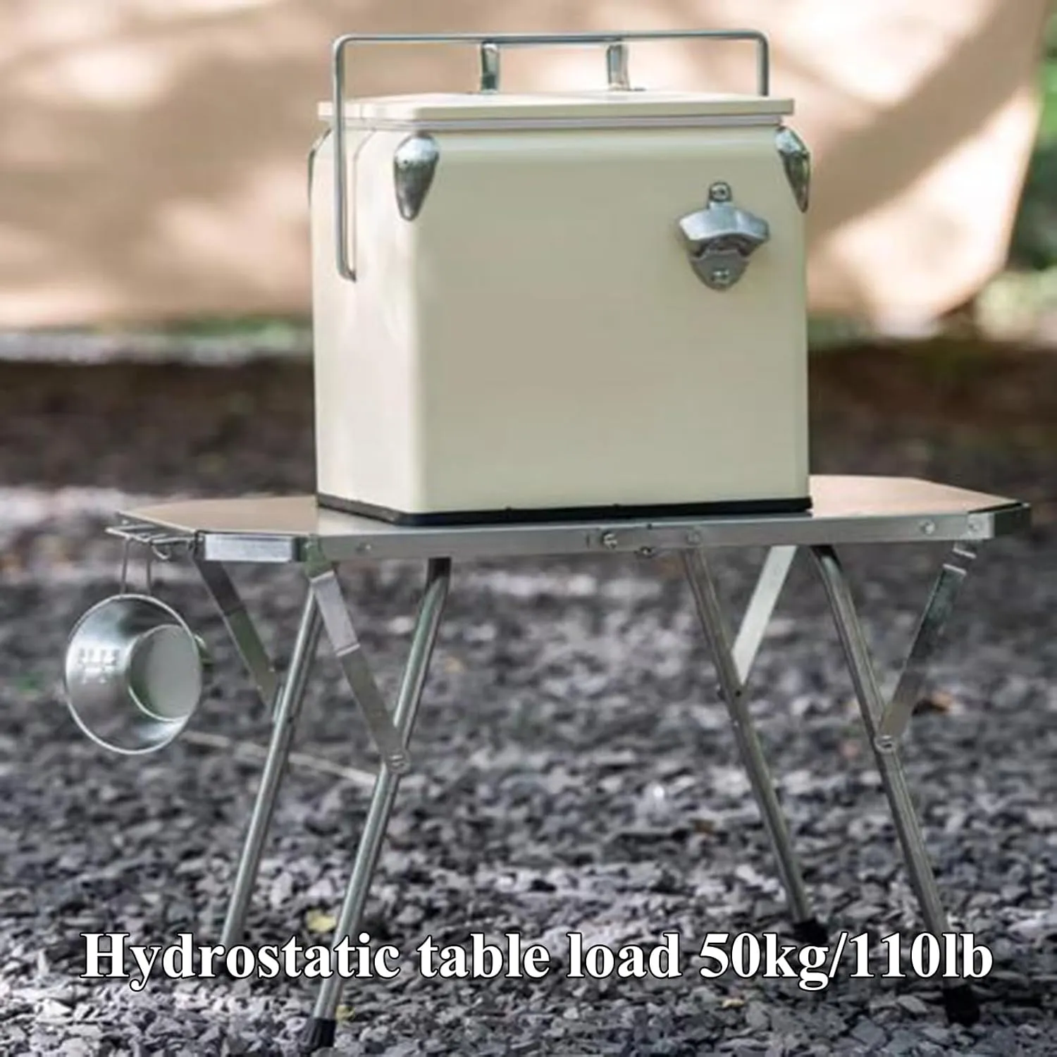SOBOUR Stainless Steel Camping Table Adjustable Camping Table Foldable Picnic Table Roll Up Table Top with Carry Bag for Outdoor