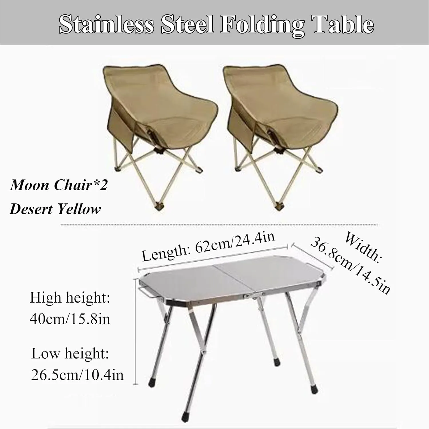 SOBOUR Stainless Steel Camping Table Adjustable Camping Table Foldable Picnic Table Roll Up Table Top with Carry Bag for Outdoor