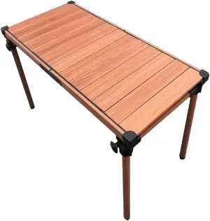 SOBOUR Ultralight Camping Table Outdoor Picnic Table Aluminum Folding Camping Table Roll Up Desktop with Carry Bag for Camp Picnic, Walnut