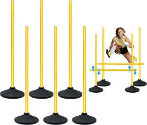 Soccer Agility Poles,Adjustable Height Hurdles,6PCS Soccer Training Poles with Rubber Base, Detachable Soccer Agility Training Equipment