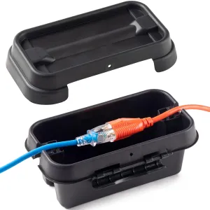 SockitBox – The Original Weatherproof Connection Box – Indoor & Outdoor Electrical Power Cord Enclosure for Timers, Extension Cables, Holiday Lights, Power Tools, Fountains & More – Size Small – Black