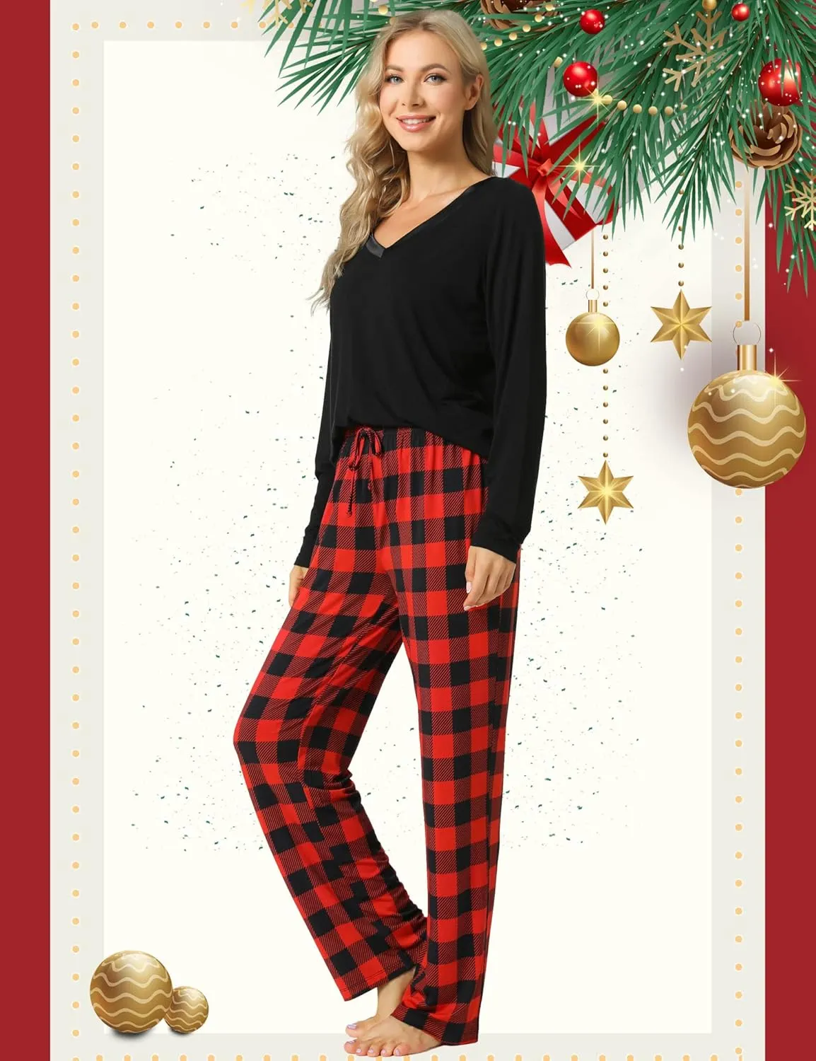 Soft Viscose Pajama Pants for Women, Comfy Lounge Sleep Pants Pj Bottoms Drawstring Sleepwear