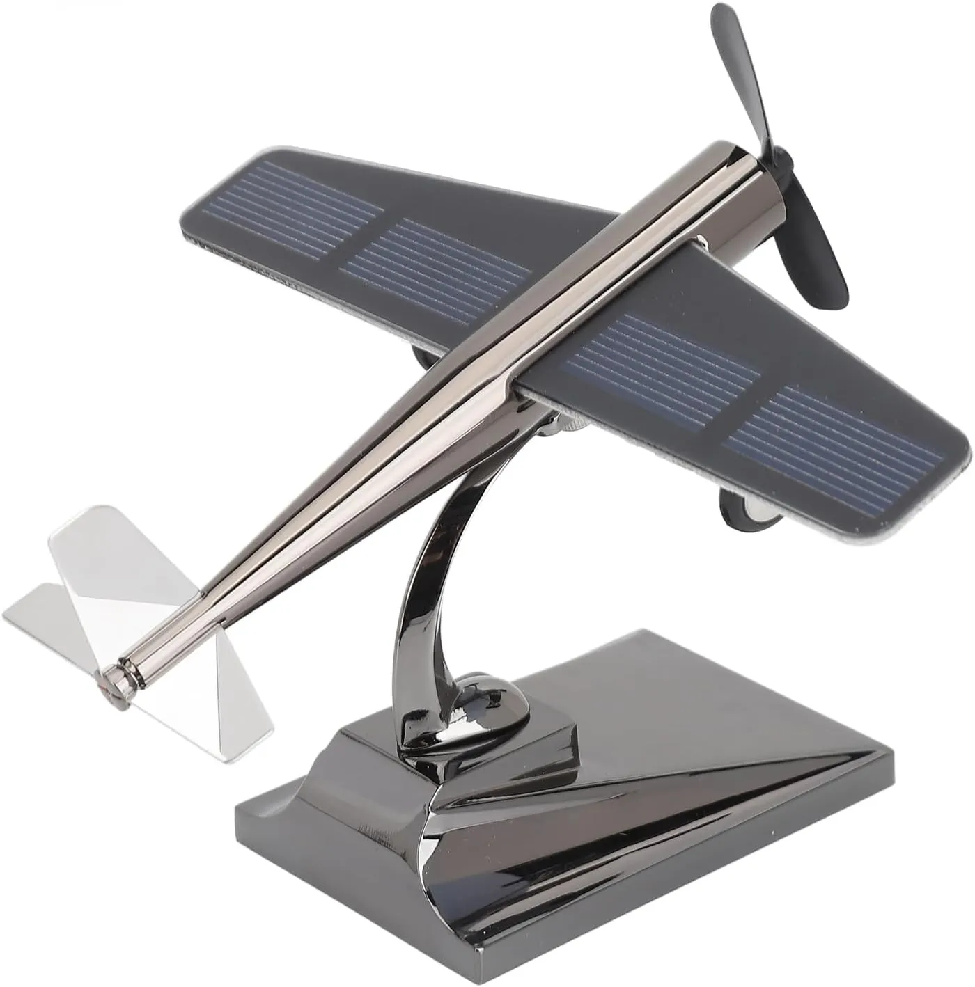 Solar Airplane, Solar Powered Aircraft for Car Tabletop Office Alloy Solar Energy Rotate Airplane Ornaments for Car Office Home Decor Xmas New Year Gift