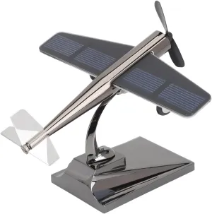 Solar Airplane, Solar Powered Aircraft for Car Tabletop Office Alloy Solar Energy Rotate Airplane Ornaments for Car Office Home Decor Xmas New Year Gift