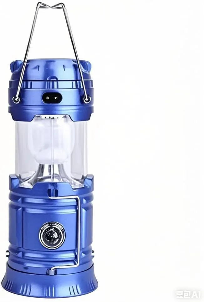 Solar Camping Latern Light with Fan Portable Portable Bright Solar Rechargeable Outdoor Flashlight Tent Light with USB Power Bank for Hiking, Hunting, Camping, Picnicking (Blue)