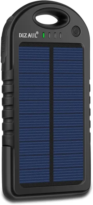 Solar Charger, 5000mAh Portable Solar Power Bank Waterproof/Shockproof/Dustproof Dual USB Battery Bank Compatible with Smartphones,iPhone,Samsung,Android Phones,Windows Phones,GoPro,GPS