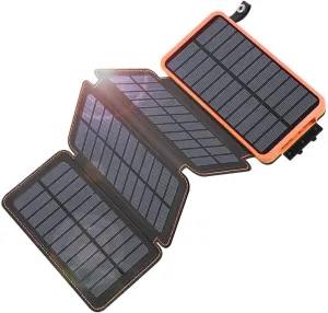 Solar Charger Power Bank 25000mAh - QC3.0 Fast Charging Solar Powered Battery Pack with 4 Foldable Panels, Waterproof Portable Charger for Outdoor Activities, Type C Input/Output