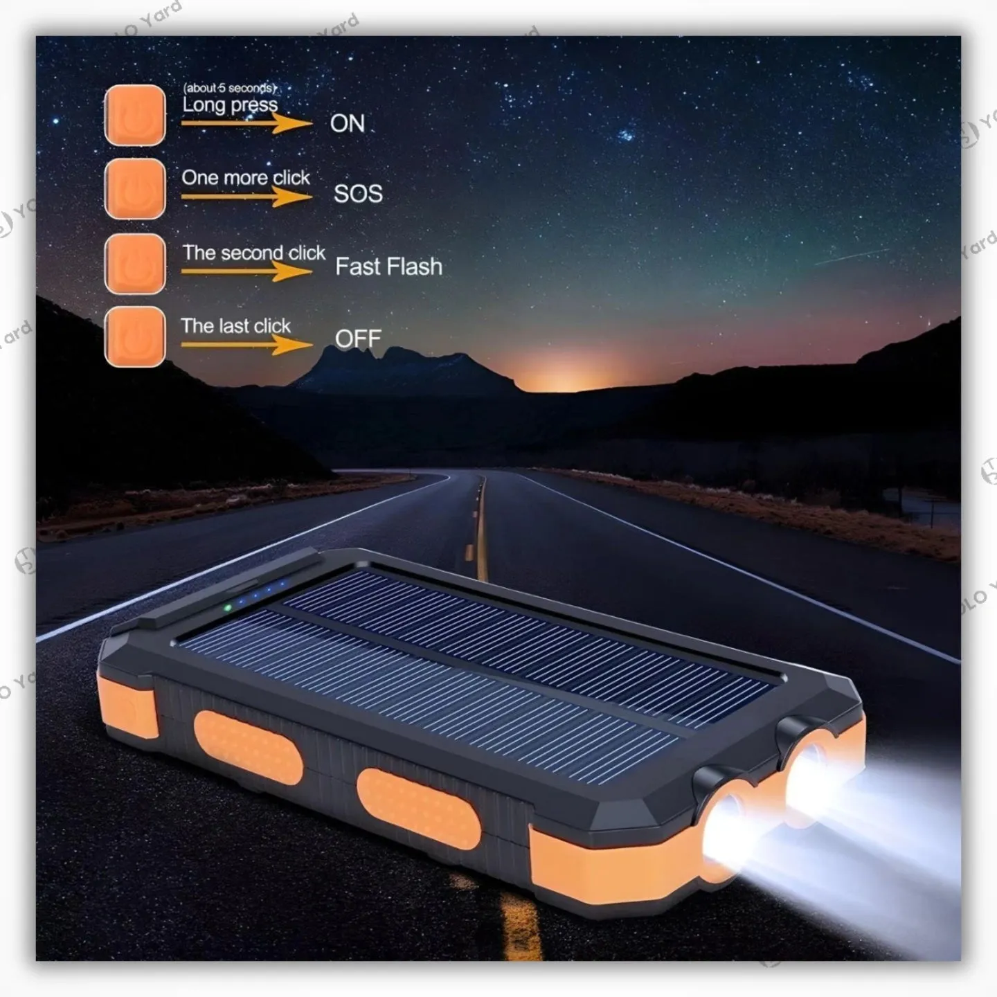Solar Charger Power Bank | High-Capacity 20000mAh 2-USB 3.0 USB-C
