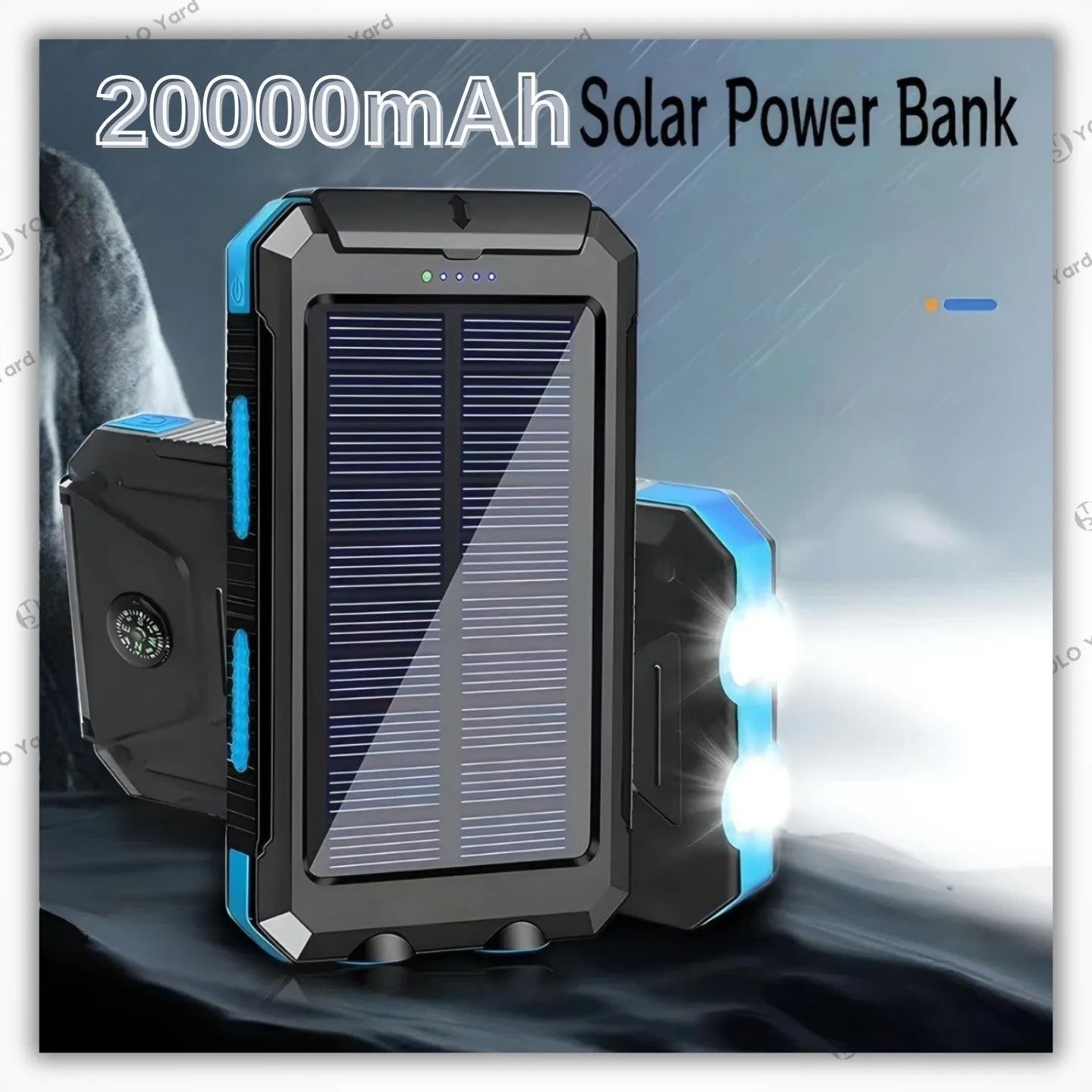 Solar Charger Power Bank | High-Capacity 20000mAh 2-USB 3.0 USB-C