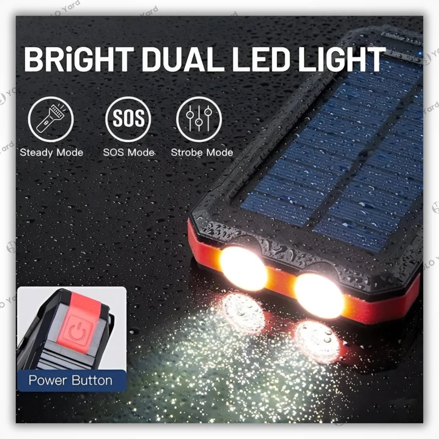 Solar Charger Power Bank | High-Capacity 20000mAh 2-USB 3.0 USB-C