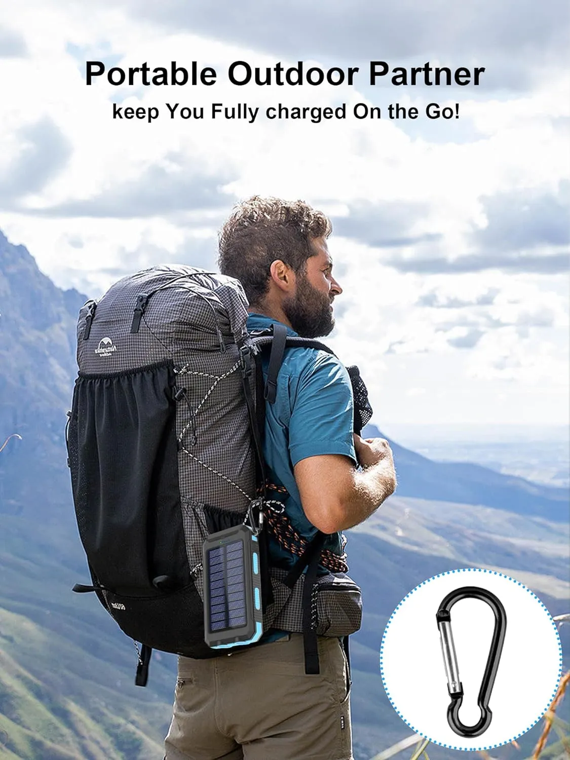 Solar Charger,38800mAh Solar Power Bank, Waterproof External Backup Battery Power Pack with USB C Input/Output/LED Flashlights Compatible with iPhone, Samsung, iPad, Suitable for Outdoor, Camping