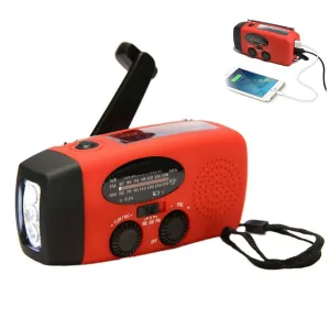 Solar Crank Dynamo Powered AM/FM/NOAA Weather Radio Use Emergency LED Flashlight and Power Bank