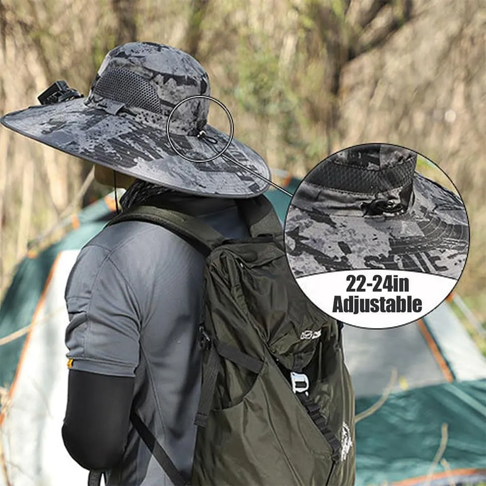 Solar Fan Hat with Fans Solar Power,Solar Powered Fan Hat for Men Fishing,Removable & USB Charging Fan