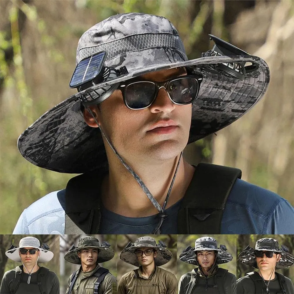 Solar Fan Hat with Fans Solar Power,Solar Powered Fan Hat for Men Fishing,Removable & USB Charging Fan