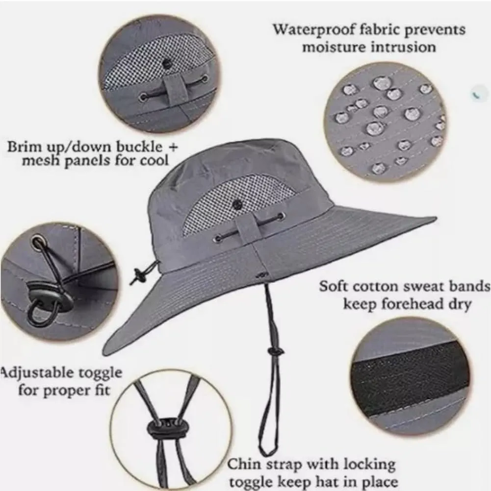 Solar Fan Hat with Fans Solar Power,Wide Brim Solar Powered FanHat for Men and Women Fishing,Solar & USB Charging