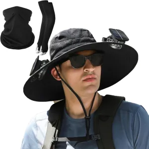Solar Fan Hat,Sombrero con ventilador Solar,Solar Powered Outdoor Fishing hat,2 Solar Fan
