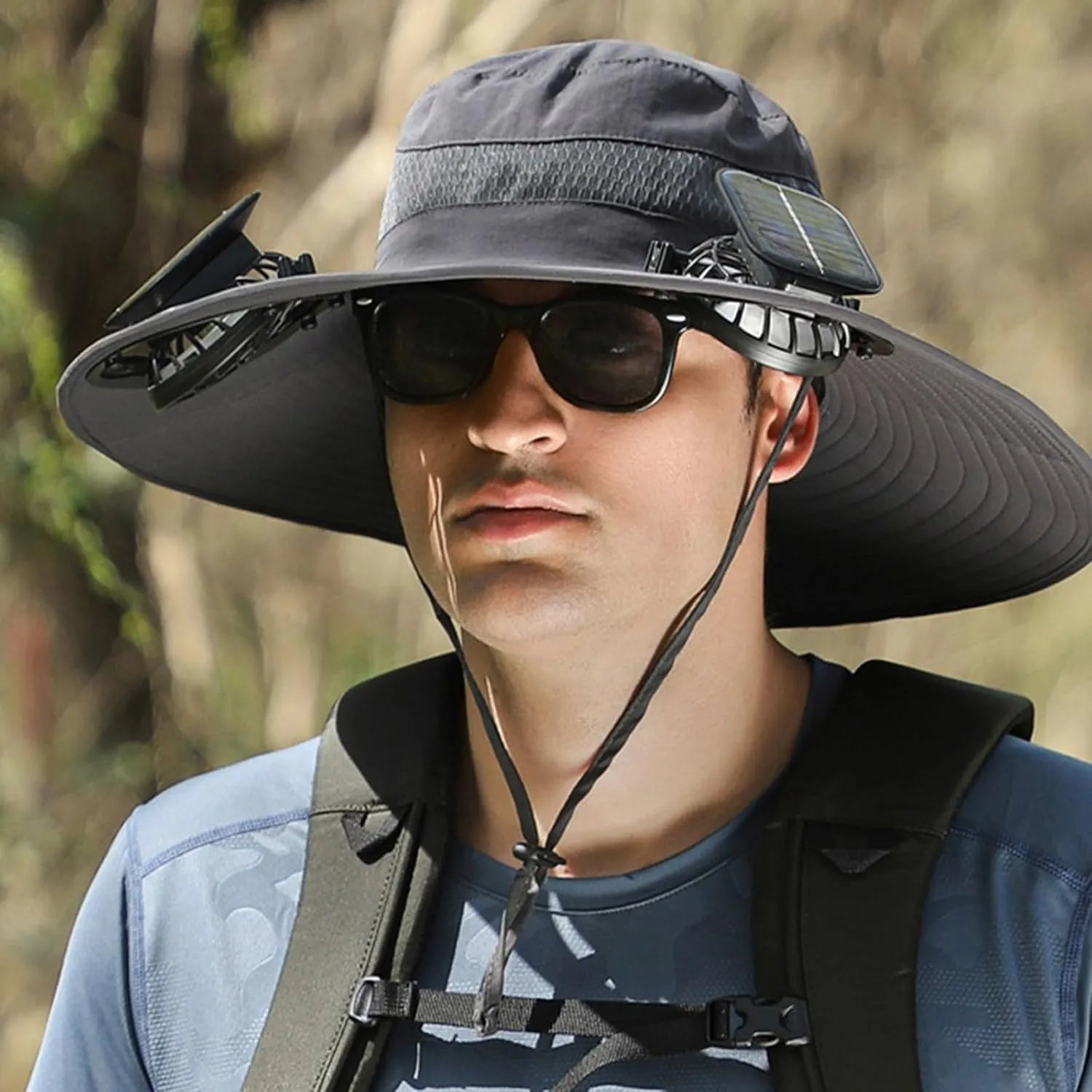 Solar Fan Hat,Wide Brim Solar Fan Hat,Solar Powered Fan Hat with Removable & USB Charging Fan Fishing Hat