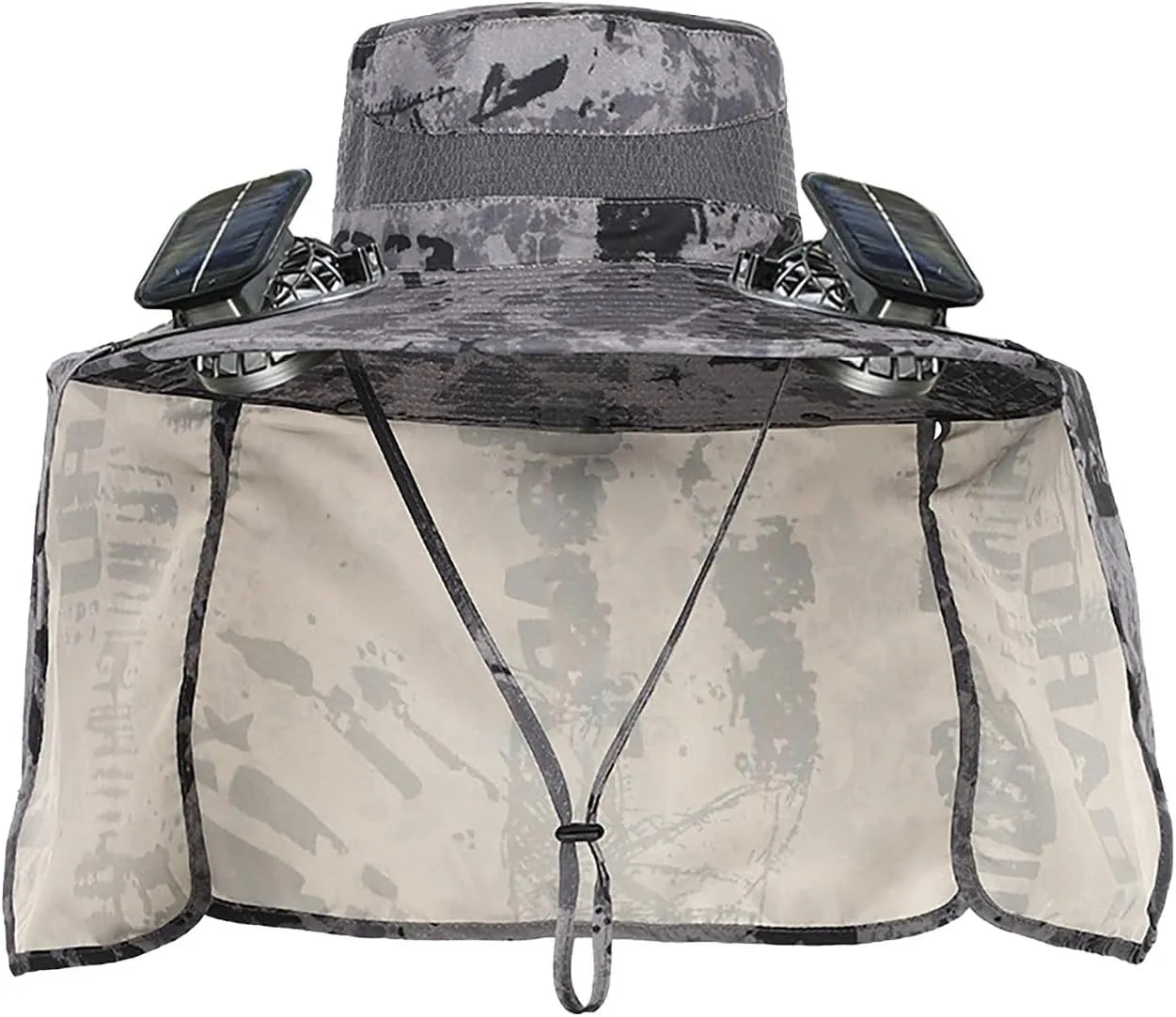 Solar Fan Sun Hat for Men Women Fishing Hat with Neck Flap Wide Brim Bucket Hat Uv Protection for Beach Camping Hiking