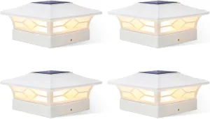 Solar Fence Post Lights - 4x4 Solar Post Cap Lights for Vinyl Fence, Outdoor Warm/Cool White Lighting, Waterproof Decorate Garden Pathway