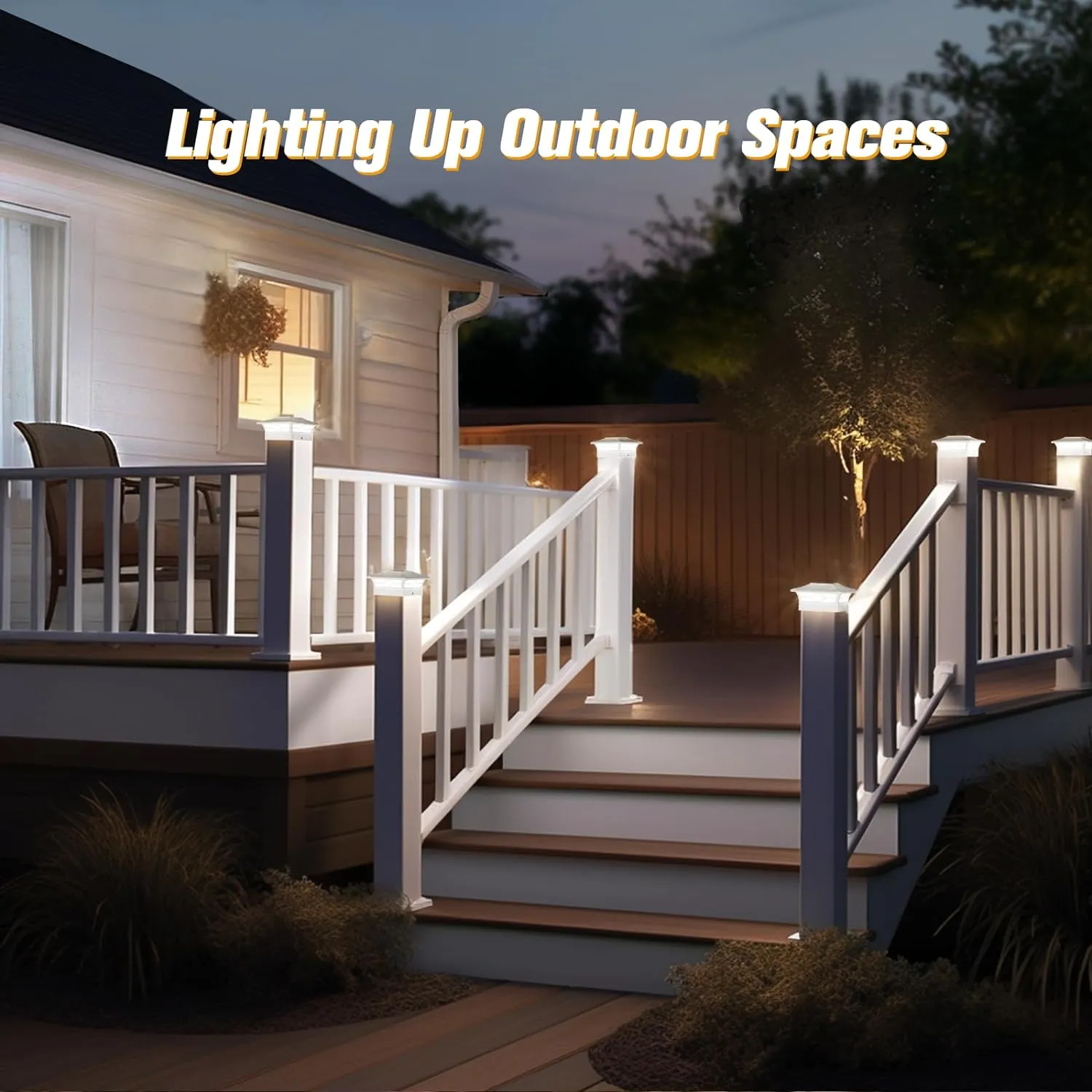 Solar Fence Post Lights - 4x4 Solar Post Cap Lights for Vinyl Fence, Outdoor Warm/Cool White Lighting, Waterproof Decorate Garden Pathway