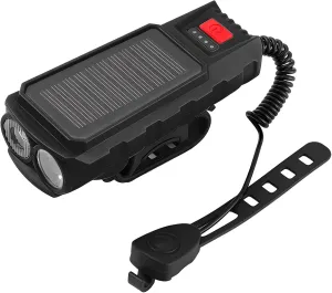 Solar Headlight with 120 Db Alarm, Dual Charging Led Light, 200 M Range, Abs Construction, Black