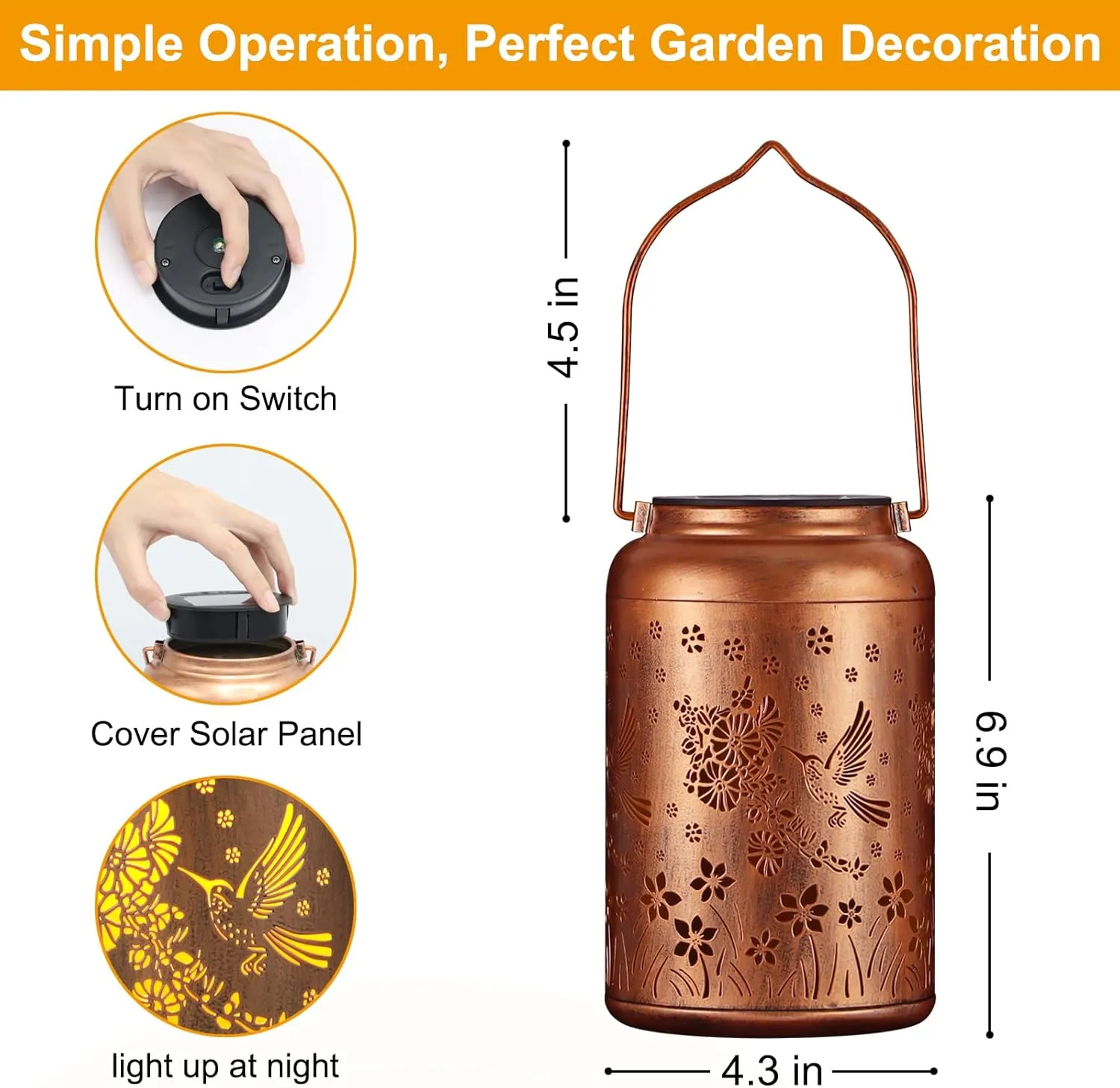 Solar Lanterns Outdoor, Waterproof Hanging Metal Solar Lanterns LED Decoration for Garden, Yard, Patio - Perfect Birthday Gifts for Women Mom Grandma(02-Red Bird)