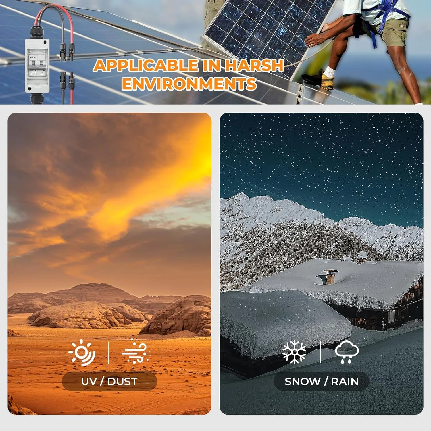 Solar Panel Disconnect Switch 60A 400V DC/AC Miniature Circuit Breaker with DIN Rail Box Enclosure Outdoor Small Breaker Box IP65 Waterproof UV-Proof for Solar PV Homes, Battery(60 Amp)