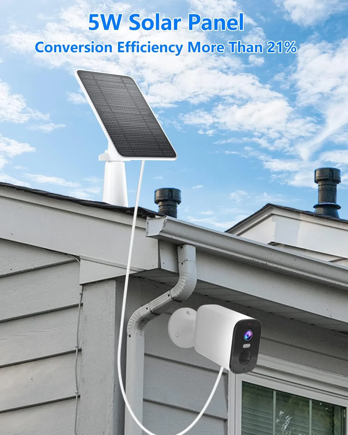 Solar Panel for Security Camera, 5W USB Solar Panel for DC 5V Security Camera, Micro USB & USB-C Port Solar Panel, IP65 Waterproof Solar Charger for Camera,360° Adjustable Mounting 13ft Cable, 3 Pack