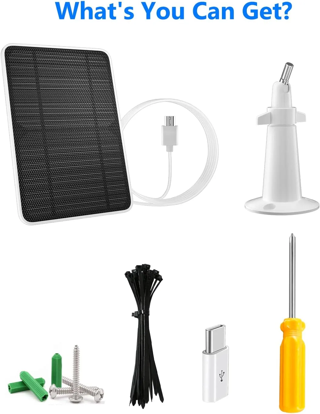 Solar Panel for Security Camera, 5W USB Solar Panel for DC 5V Security Camera, Micro USB & USB-C Port Solar Panel, IP65 Waterproof Solar Charger for Camera,360° Adjustable Mounting 13ft Cable, 3 Pack