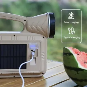 Solar Portable Camping Lamp, Flashlight LED Torch, Light Source Lamp, Solar Power bank charging Torch, Supply Three Light Sources, Multiple Lighting Modes