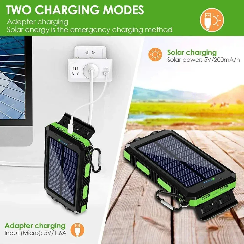 Solar Power Bank 200000mAh Portable Charging Poverbank External Battery Charger Strong Light LDE Light for All Smartphones