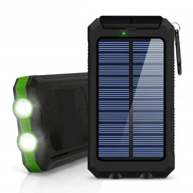 Solar Power Bank 200000mAh Portable Charging Poverbank External Battery Charger Strong Light LDE Light for All Smartphones