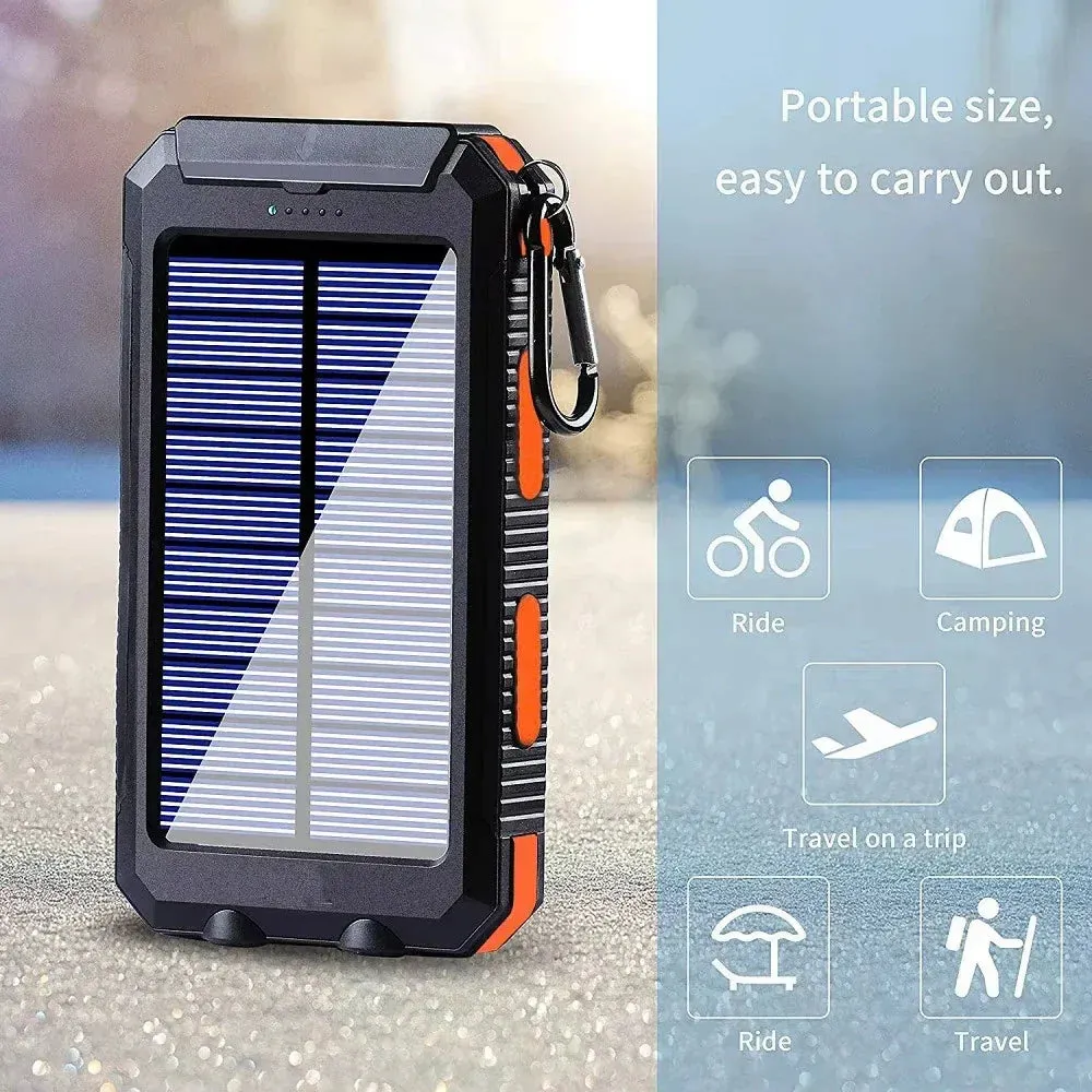 Solar Power Bank 200000mAh Portable Charging Poverbank External Battery Charger Strong Light LDE Light for All Smartphones