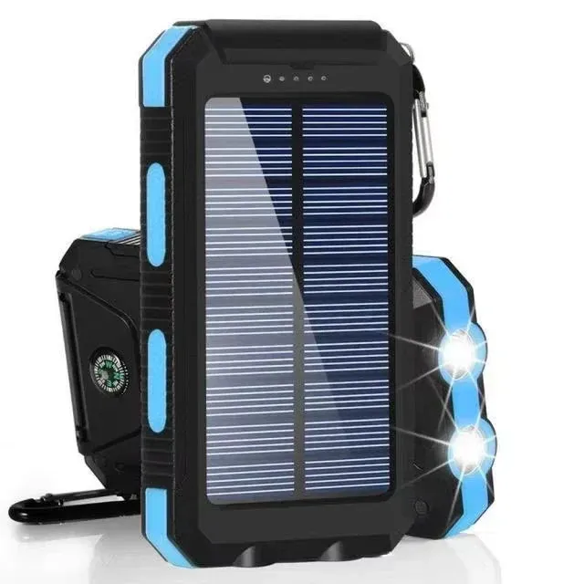 Solar Power Bank 200000mAh Portable Charging Poverbank External Battery Charger Strong Light LDE Light for All Smartphones