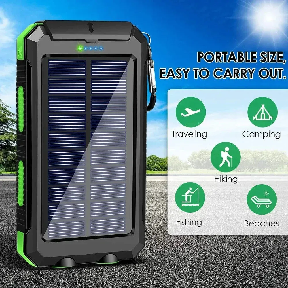 Solar Power Bank 200000mAh Portable Charging Poverbank External Battery Charger Strong Light LDE Light for All Smartphones
