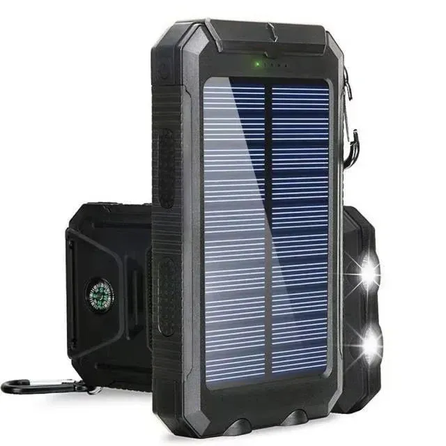 Solar Power Bank 200000mAh Portable Charging Poverbank External Battery Charger Strong Light LDE Light for All Smartphones